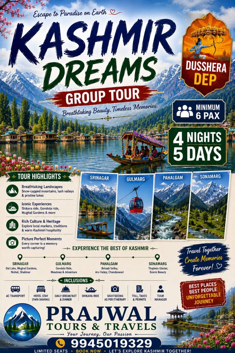 KASHMIR DREAMS DUSSHERA  GROUP DEPARTURE from Bangalore